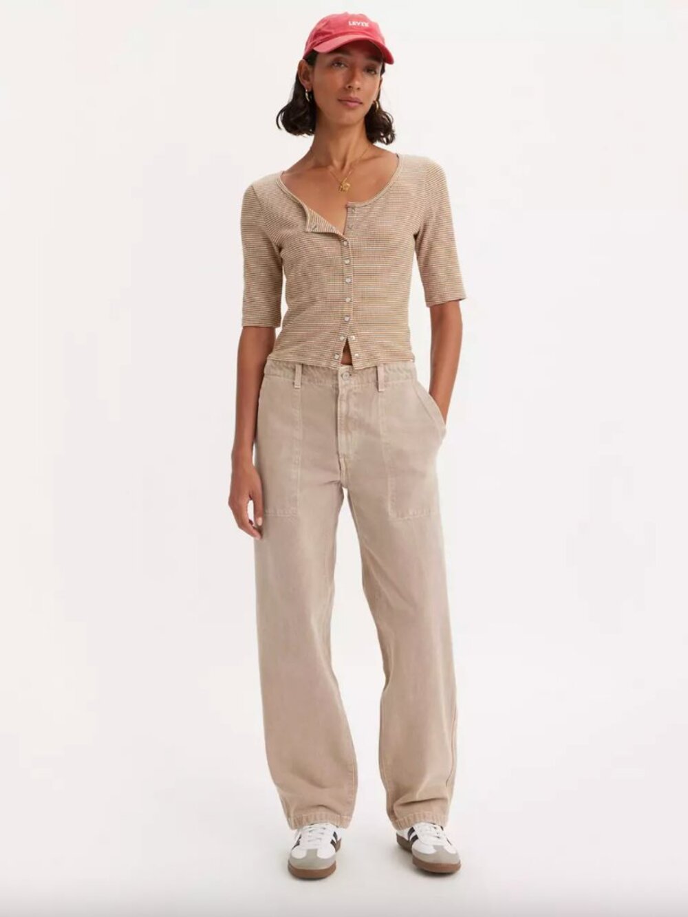 Levis Premium Beige Baggy Dad Pants Size 23